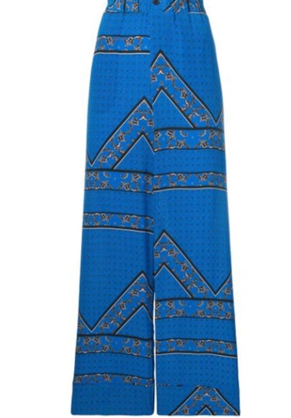 GANNI Bandana Print Wide Leg Pants Women 34 Blue Excellent Silk Trousers